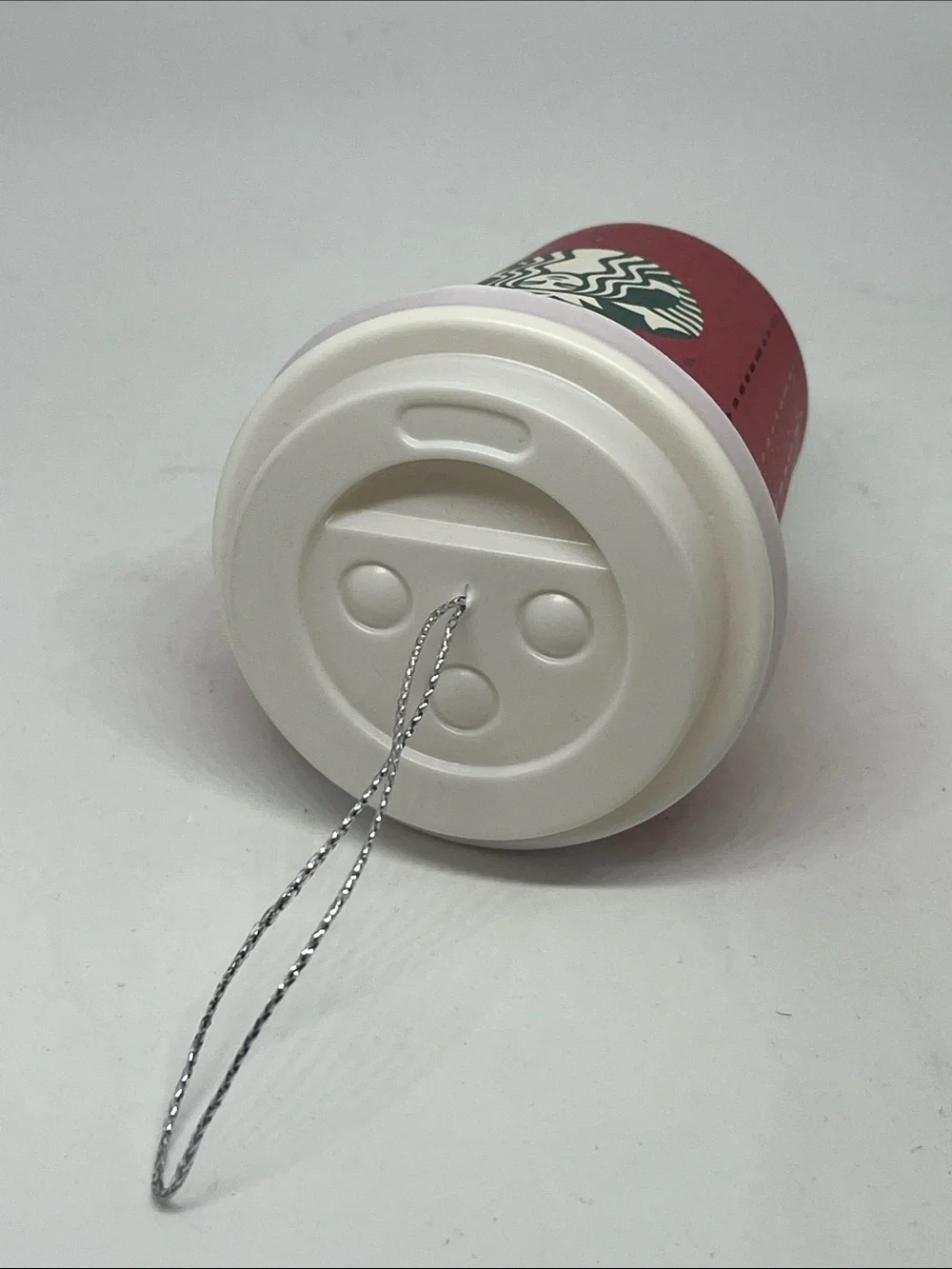 Starbucks Red Mini Coffee Cup Ornament with White Lid and Green Logo